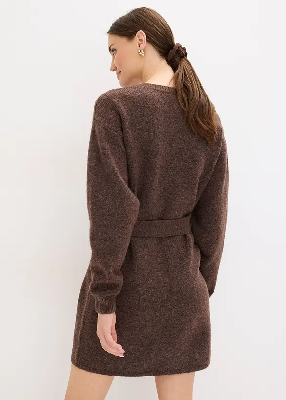 Miniabito in maglia con morbida lana e cintura, bonprix