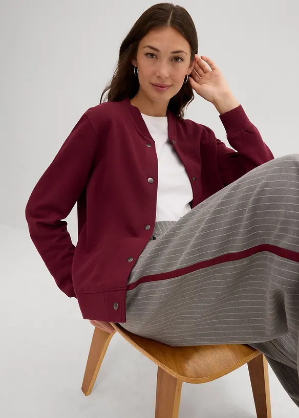 Bomber in felpa con automatici, bonprix