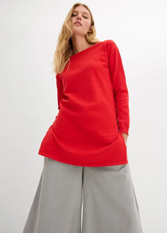 Maglione lungo con cotone riciclato, bonprix