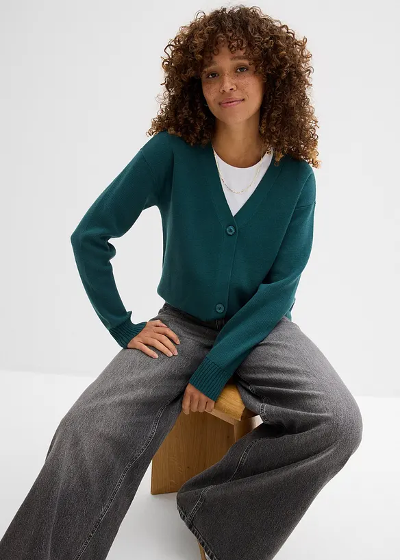 Cardigan in filato fine a coste Milano, bonprix