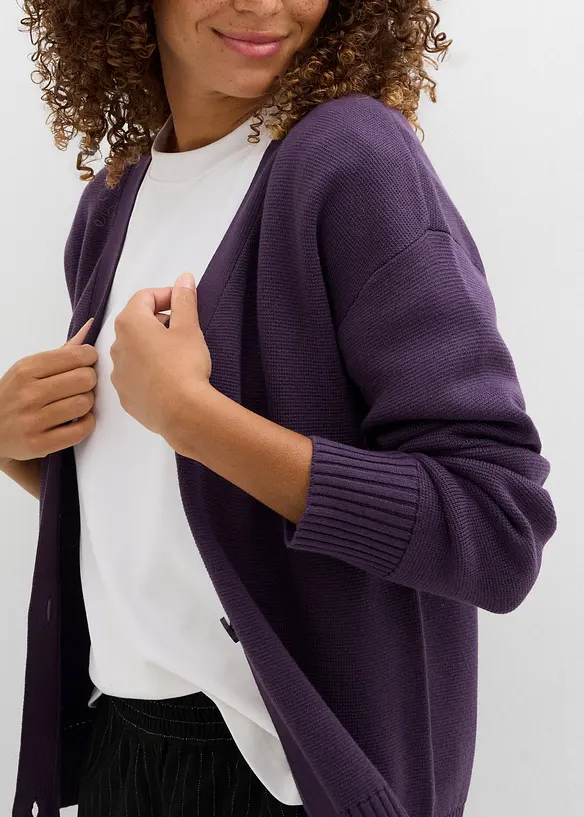 Cardigan in filato fine a coste Milano, bonprix