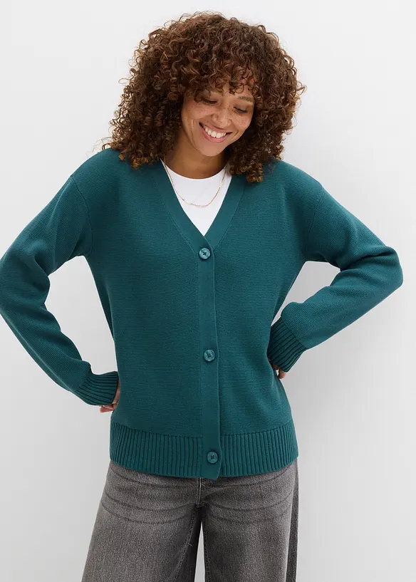 Cardigan in filato fine a coste Milano, bonprix