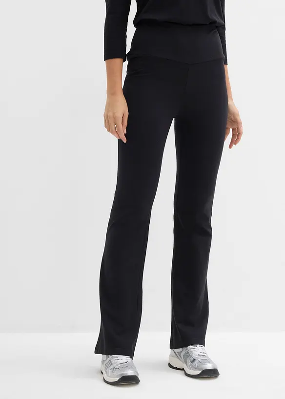 Pantaloni a zampa elasticizzati in cotone biologico, bonprix