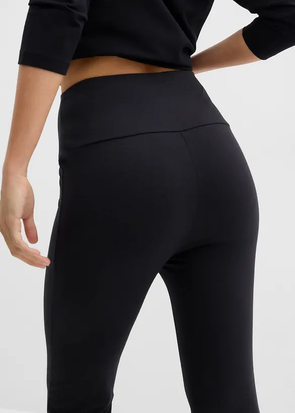 Pantaloni a zampa elasticizzati in cotone biologico, bonprix