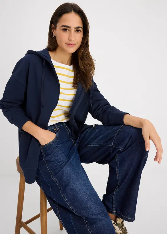 Felpa lunga con zip, bonprix