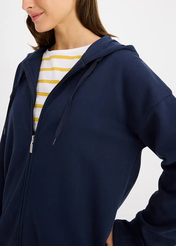 Felpa lunga con zip, bonprix