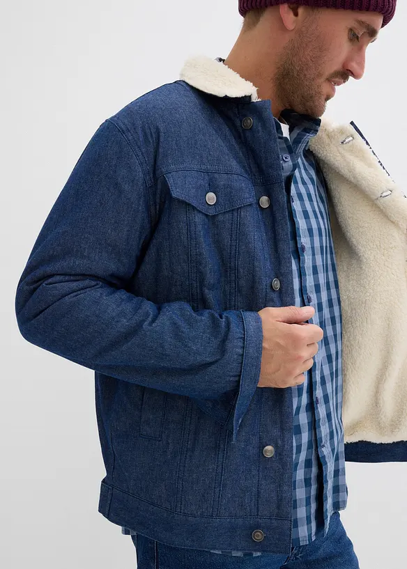 Giacca di jeans con fodera teddy, bonprix