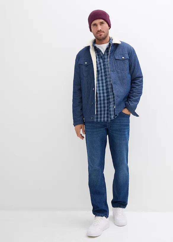 Giacca di jeans con fodera teddy, bonprix
