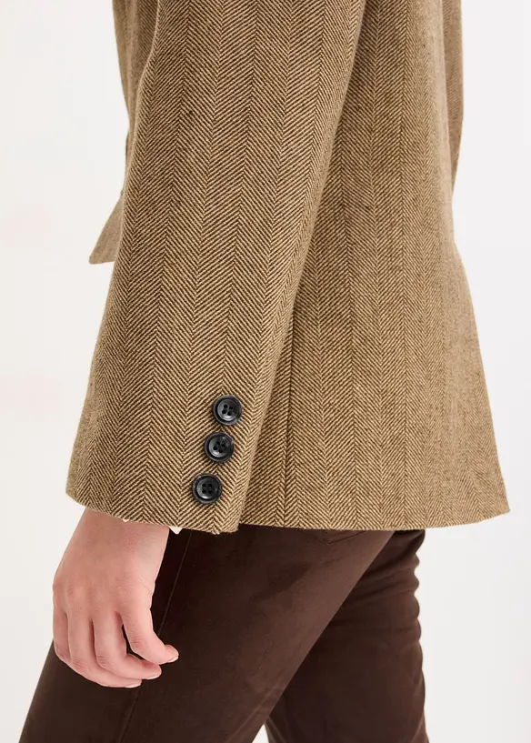 Blazer con motivo spigato in misto lana, bonprix