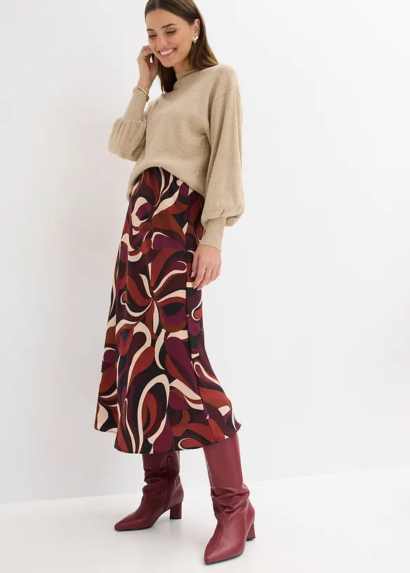 Gonna midi in satin fluente, bonprix