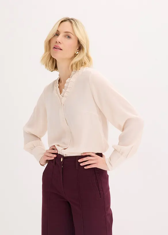 Camicetta di chiffon con ruches, bonprix