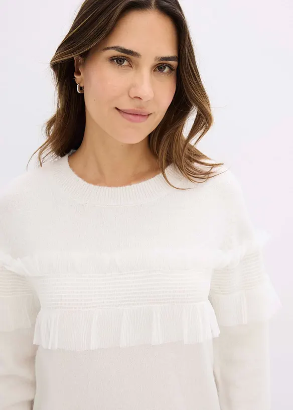 Maglione con volant, bonprix