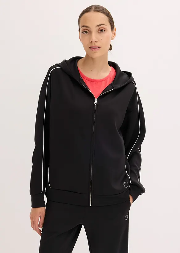 Felpa sportiva con zip e cappuccio, ad asciugatura rapida, bonprix