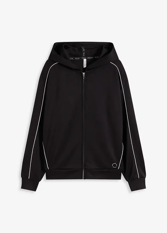 Felpa sportiva con zip e cappuccio, ad asciugatura rapida, bonprix