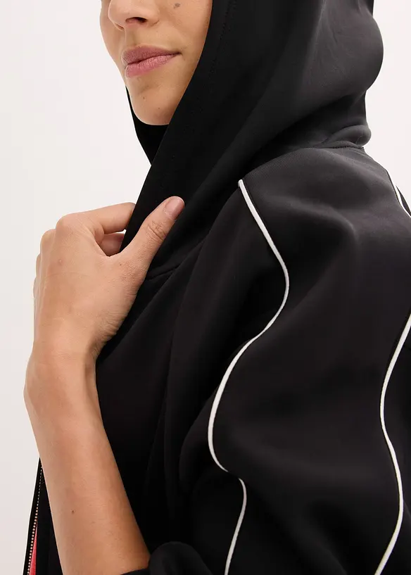 Felpa sportiva con zip e cappuccio, ad asciugatura rapida, bonprix