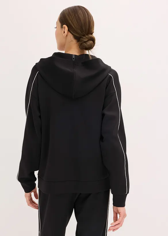 Felpa sportiva con zip e cappuccio, ad asciugatura rapida, bonprix