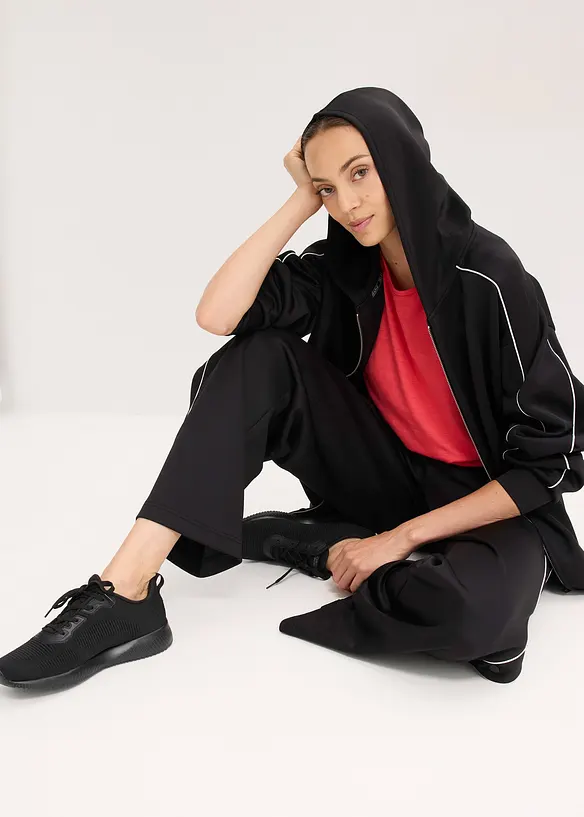 Felpa sportiva con zip e cappuccio, ad asciugatura rapida, bonprix
