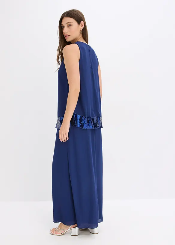 Abito lungo in fine georgette con paillettes, bonprix