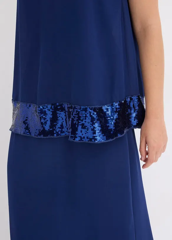 Abito lungo in fine georgette con paillettes, bonprix