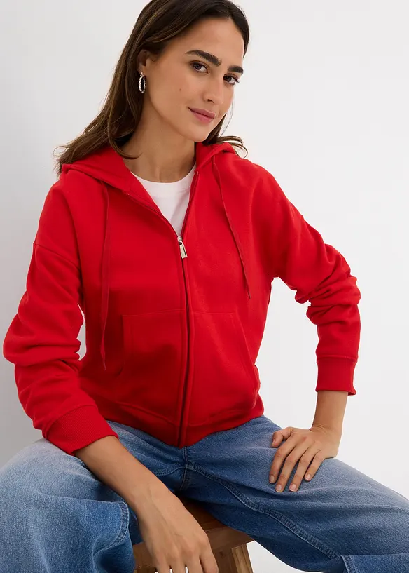 Felpa con zip in morbida spugna, bonprix