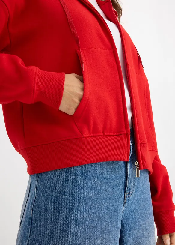 Felpa con zip in morbida spugna, bonprix