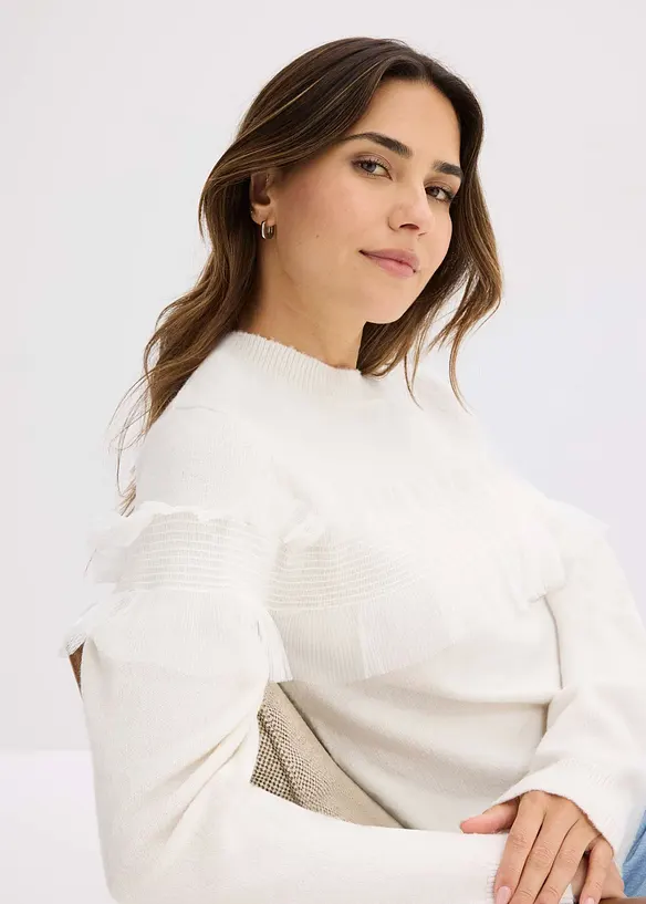 Maglione con volant, bonprix