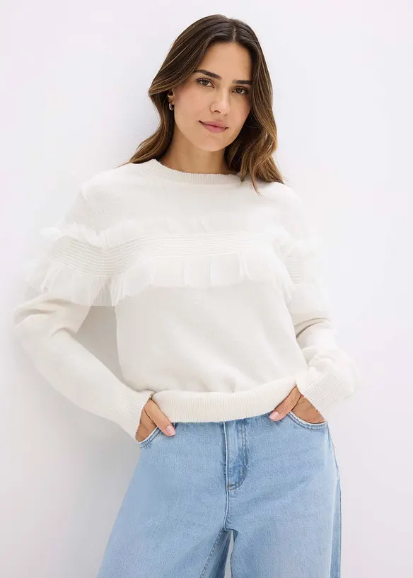Maglione con volant, bonprix