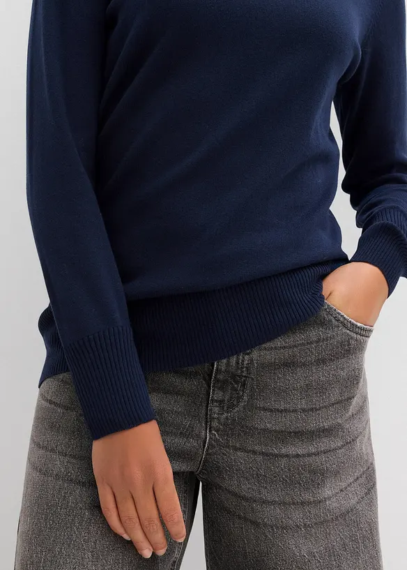 Maglione a collo alto in filato fine, bonprix