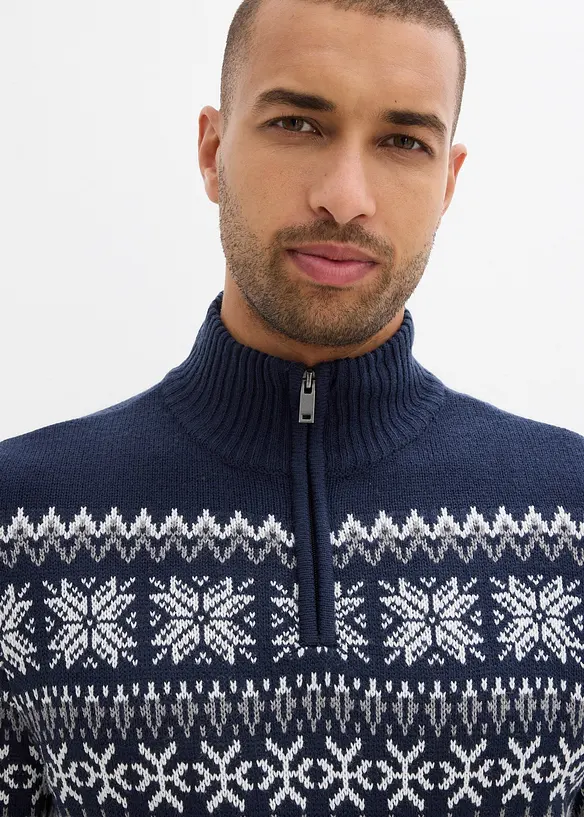Maglione norvegese con zip, bonprix