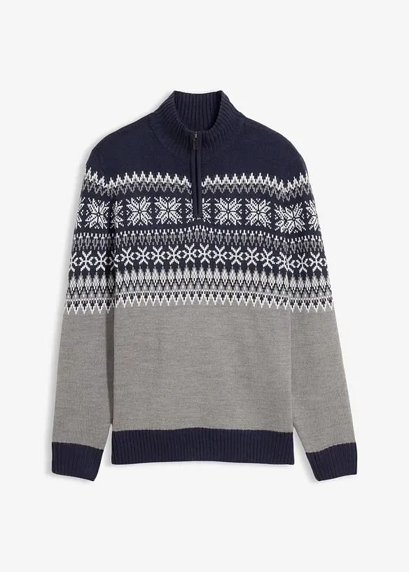 Maglione norvegese con zip, bonprix