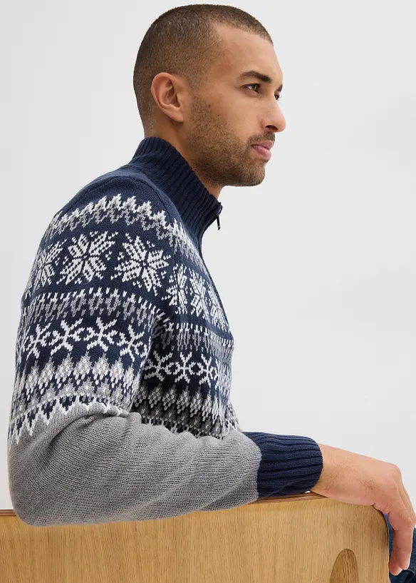 Maglione norvegese con zip, bonprix
