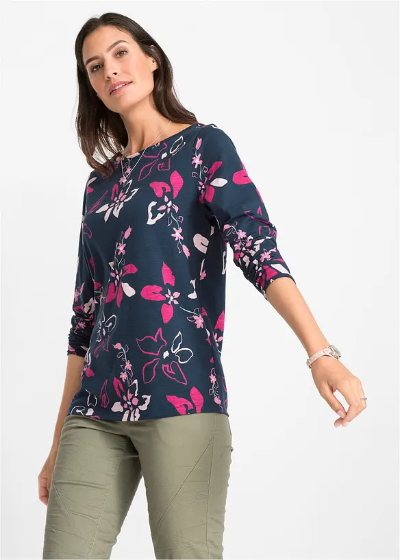Maglia a maniche lunghe in fantasia floreale, bonprix
