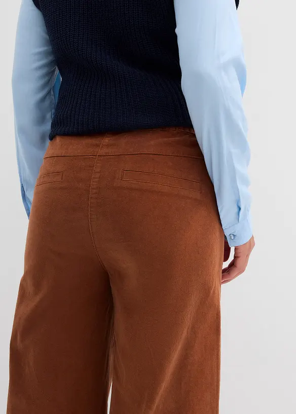 Pantaloni in velluto a coste con cinta comoda, vita alta, bonprix
