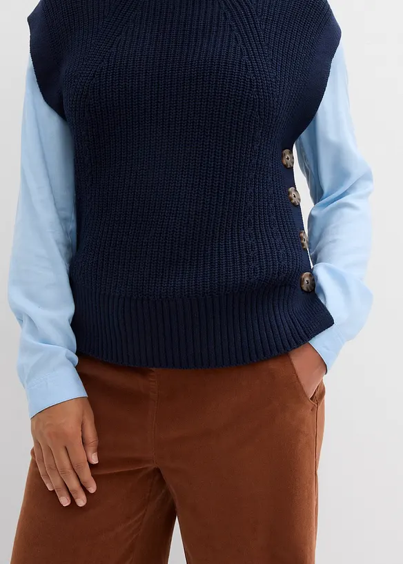 Pantaloni in velluto a coste con cinta comoda, vita alta, bonprix