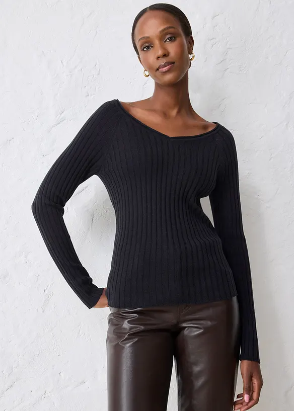 Maglione in filato fine di lana merino, bonprix