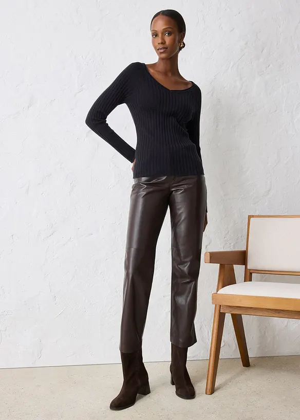 Maglione in filato fine di lana merino, bonprix