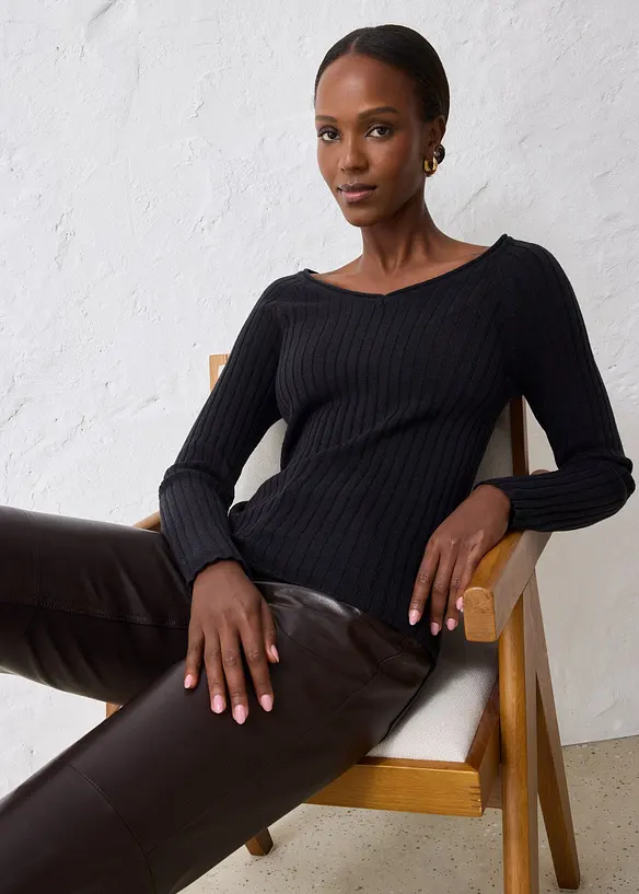 Maglione in filato fine di lana merino, bonprix
