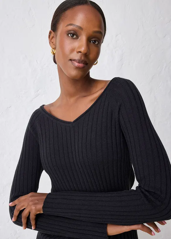 Maglione in filato fine di lana merino, bonprix