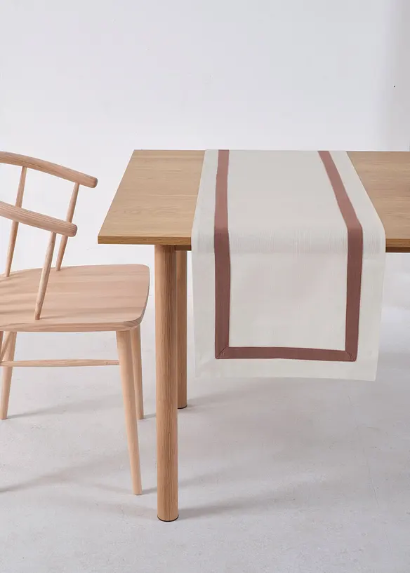 Runner tavolo in cotone biologico con bordo decorativo, bonprix