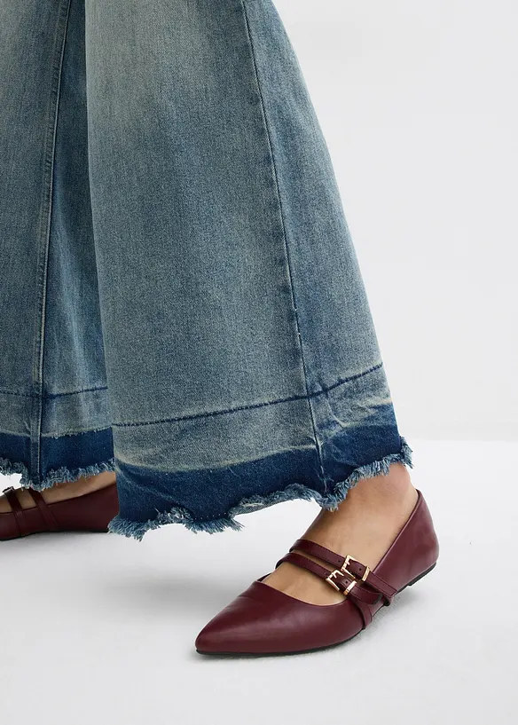 Jeans wide leg, vita media, bonprix