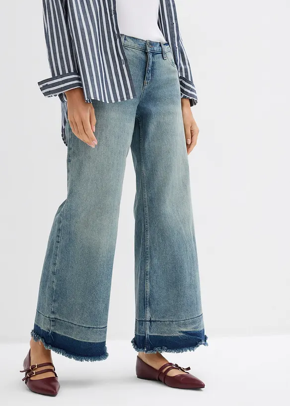 Jeans wide leg, vita media, bonprix