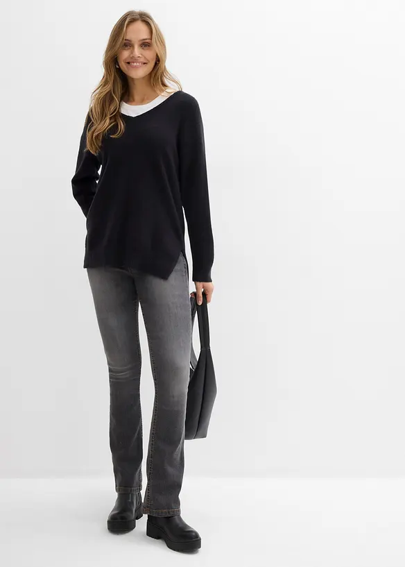 Maglione lungo oversize con spacchi ai lati, bonprix