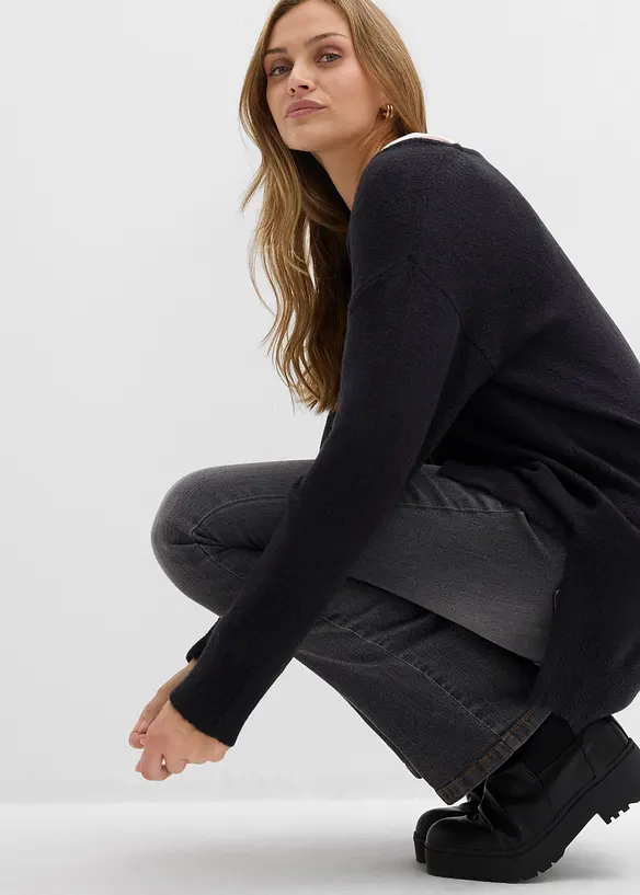 Maglione lungo oversize con spacchi ai lati, bonprix