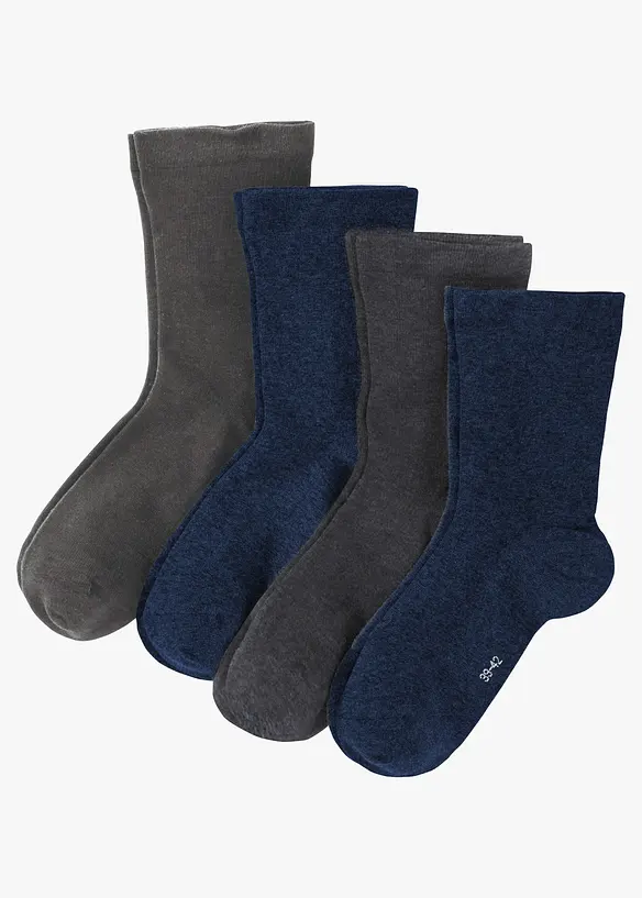 Calzini con bordo morbido e cotone biologico (pacco da 4 paia), bonprix
