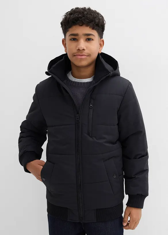 Giacca trapuntata invernale stile bomber con cappuccio, bonprix