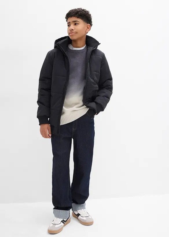 Giacca trapuntata invernale stile bomber con cappuccio, bonprix