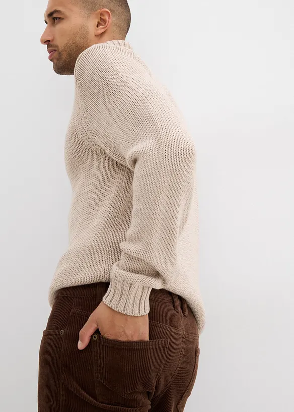Pantaloni di velluto a coste elasticizzato effetto lavato regular fit, straight, bonprix