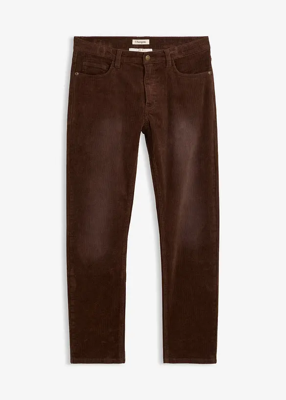 Pantaloni di velluto a coste elasticizzato effetto lavato regular fit, straight, bonprix