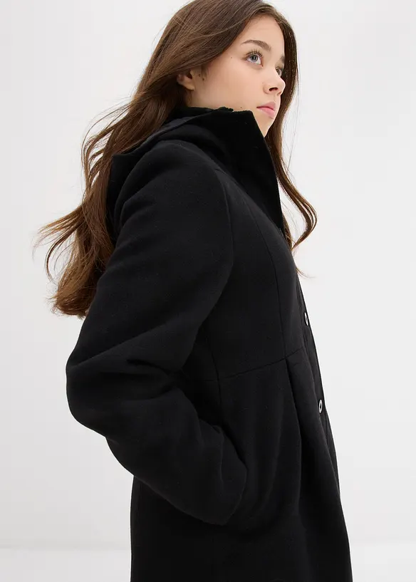 Cappotto svasato con cappuccio e pinces, bonprix