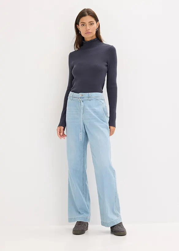 Maglione a coste in misto viscosa fluente, bonprix